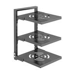 Gzsekken Pot Rack Organizer, Pot and Pan Stand Rack with 3 Adjustable Non-slip Dividers, Detachable Pot Lid Holder Stand Cookware Baking Tray Storage and Organiser for Kitchen Counter Cabinet,Black