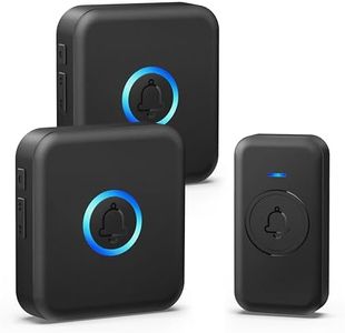 FOVKSUC Wireless Doorbell, Waterproof Door Bell with 60 Chimes, 5 Volume Levels & 2 Mute Modes, Loud Door Bell Ringer Wireless for Home Classroom Office (2 Receiver & 1 Button, Black)