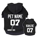 Didog Personalized Dog Hoodies, Custom Puppy Sweater Shirt with Pets Name & Number, ID Clothes for Poodle Yorkie Small Medium Dogs,Black,Chest 13.5";Back Length 9"