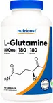 Nutricost L-Glutamine 800mg, 180 Capsules - Gluten Free, Non-GMO