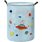 Haundry Kids Laundry Hamper Basket, Collapsible Round Toy Storage Bin for Kids Room Decor, Boys Girls Hamper Organizer, Nursery Hamper for Bedroom,Gift Baskets, Blue universe