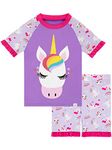 Harry Bear Girls Glitter Unicorn Swim Set Two Piece Kids Swimming Costume Purple Age 6 to 7 Years