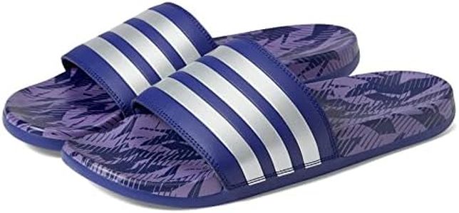 adidas Unisex Adilette Comfort Slide Sandal, Legacy Indigo/Silver Metallic/Legacy Indigo, 13 US Men