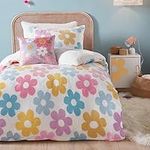 Bedlam - Retro Flower - Fleece Duvet Cover Set - Single Bed Size in Multi