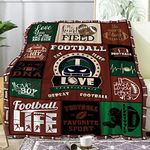 Paready American Football Blanket Soft Football Gifts Blanket for Football Lover Cozy Flannel Sport Blanket for Kids Boys Adults Men Football Fleece Plush Throw Blanket for Bed Sofa Couch (50"x60")