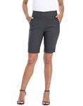 HDE Pull On Bermuda Shorts for Women Mid Rise 10" Inseam Shorts with Pockets, Charcoal, Large