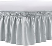 FreshCulture King Bed Skirt, Dust Ruffle for King Size Bed, Easy Fit with 15-Inch Tailored Drop, Elastic Wrap Around Bed Skirt King Size, Hotel Quality Bed Skirts for Adjustable Bed (Light Grey)