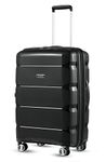 LUGGEX Checked Luggage with Wheels, PP Lightweight Expandable Medium Suitcases for Travelling (Black, 24 Inch)