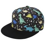 Malaxlx Baby Baseball Cap Dinosaur Black Infant Summer Sun Hat Adjustable Trucker Hats Toddler Snapback Baseball Cap Visor Cap for 6-24 Months Boys Girls