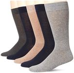 Amazon Essentials Men's 5-Pack Solid Dress Socks, Navy/Grey/Tan, 6-12