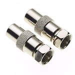 F Type Plug To TV Coax Plug - TV Coax Socket, Adapter Converter Coaxial Cable Cord F Type Male RCA Female RF Connector, High-Speed Quick Connect F-Type Plug - Pack Of 2