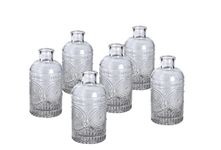 Glass Bud Vases Set of 6,Small Clear Bud Vases, Mini Vintage Decorative Bottles, Modern Floral Centerpiece for Flowers, Perfect for Vintage Bulk Tall Cafes, Office Table, Home and Garden (Clear)