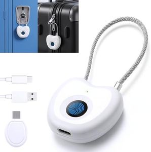 Bstsilver Fingerprint Padlock with 6.2" Flexible Cable & Emergency Key