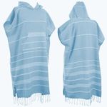 1pcs Large Turkish Cotton Poncho Towel Surf Poncho Changing Towel Robe with Hood and Front Pocket Absorbent Wearable Towel Hooded Beach Towel for Adult Man Women Beach Pool (Emerald Blue, Large)