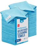 12" x 12" Microfiber Cleaning Cloths (50 Pack) - Reusable Towels, Wash Rags, Dust Cloth, All-Purpose: Kitchen, Dish, Cars, Shop, Glass (Blue)