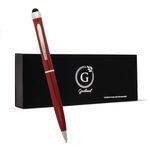 Garland Luxury Metal Twist Pen & Stylus – Made in USA- 2-In-1 Dual-Function – Classic Color Pen for Digital Devices – Phones, Tablet, Any Touch Screen, for Executive, Graduate, Refillable - Red/Chrome