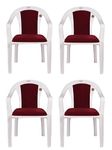 PETALS Royal Plastic Cushion Chairs for Home, Office & Outdoor, Plastic Arm Chair, Patio Dining Chairs, Bearing Capacity 150kgs (White, Set of 4)