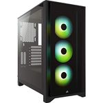 CORSAIR iCUE 4000X RGB Tempered Glass Mid-Tower ATX PC Case - 3x SP120 RGB ELITE Fans - iCUE Lighting Node CORE Controller - High Airflow - Black