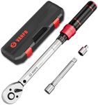 VANPO Torque Wrench 3/8” Drive, 5-60 NM, ±3% Accuracy, 72 Tooth Click Torque Wrench Set with 3/8 to 1/4 Adapter, 125 mm Extension Bar for Bike and Motorcycle, Car Spark