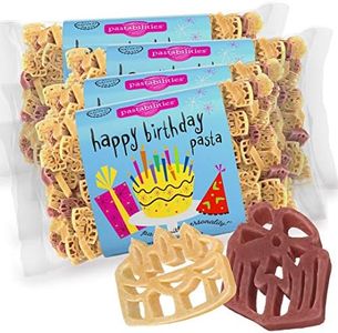 Pastabilities Fun Shaped Pasta for Kids - Happy Birthday Pasta - Cake and Present Fun Theme, Non-GMO Natural Wheat Pasta, All-Natural, Kosher Certified, Made in the USA, (4 Pack, 14 Oz)