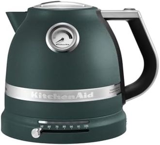 KitchenAid Kettle with Temperature Setting from 50 to 100 °C, Tea Maker with Temperature Display and Limescale Filter, 1.5 L, Electric 2400 Watt, Stainless Steel, Pebbled Palm Green