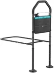 FORTEMOTUS Bed Rails for Elderly Adults Safety - Heavy Duty Bed Side Rails - Adjustable Height- Bed Cane with Non-Slip Ergonomic Handle, Motion Light, Storage Pocket& Fixing Strap, Hold up to 350 Lbs