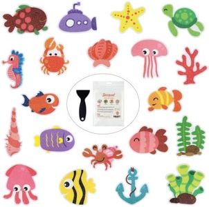 Secopad Non Slip Bathtub Stickers, 20pcs Submarine Sea Creature Adhesive Kids Anti Slip Decal Threads for Shower and Bath Tub with Premium Scraper