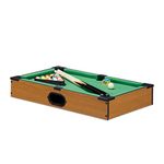 Relaxdays Tabletop Billiards Game, Wood Look Mini Pool Table, with 2 Cues, Balls, Rack and Chalk, W x D: 51 x 31 cm, Green