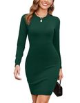 Zeagoo Knitted Dress Women's Long Sleeve Jumper Dress Elegant Bodycon Winter Dress Casual Round Neck Pullover Dress Warm Autumn Dress Basic Plain Knitted Jumper Dresses Casual Dress Autumn Winter,