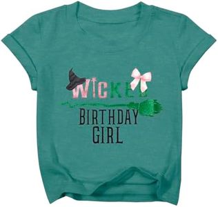 Girls Musical Shirts Birthday Girl Shirt Sparkly Pink and Green Tees Witch and Princess T Shirts Movie Short Sleeve Tops