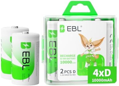 EBL D Cell Batteries 10,000mAh Ultra Pro Ni-MH Rechargeable D Batteries, 4-Pack