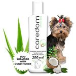 Caredom Herbal Pet Shampoo for Dogs | Shed Control | 2 in 1 Dog Shampoo Plus Conditioner | Hair Fall Control Shampoo for Dogs | Strengthening Coat with Natural Aloe Vera & Coconut Oil (200 ML)