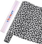 Tintnut Leopard Permanent Vinyl Roll - 12" x 5ft,Cheetah Black and White Animal Patterned Permanent Adhesive Vinyl for Cutting Machine,Home Decor Self Sticker