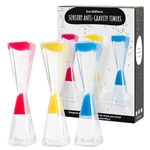 THE TWIDDLERS - 3 Sensory Anti-Gravity Timer Hourglasses - Liquid Motion Timers - 19cm, 3 Colours (Red, Blue, Yellow) - Calming Sensory Toys for Stress Relief