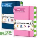 Password Book Small, 2 Pcs Password Keeper Book with Alphabetical Tabs, Password Notebook Organizer for Computer and Internet Address Website Login, Mini Password Keeper Book for Seniors, Password Safety-Pink & Dark Blue