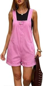 POLIRO Denim Overall Shorts For Women 2026 Front Zip Closure Cuffed Hem Jean Romper Shortalls With 4 Pockets Overol Para Mujer Jumper Pink Size 4 6 Small