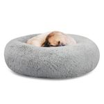 SAVFOX Calming Dog Bed, Anti Anxiety Dog Bed, Plush Donut Dog Bed for Small Dogs, Medium, Large & X-Large, Soft Fuzzy Comfy Dog Bed in Faux Fur, Washable Cuddler Pet Bed, Multiple Sizes XS-XL