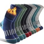 Kids Merino Wool Hiking Socks Boys Toddlers Girls Winter Thermal Warm Boot Thick Cushion Gift Socks 6 Pairs Stocking Stuffers(Geometry,4-7 Y)