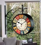 Vintage Product 8 Inch Victoria Double Sided Wall Clock Black,Metal, Analog