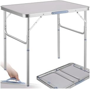 TecTake® Table Pliante de Pique Nique Camping en Aluminium Légère & Compacte Table a Manger Hauteur réglable, avec Poignée de Transport 75 x 55 x 68 cm