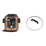 Ninja Foodi MAX Multi Cooker with SmartLid, 14 Cooking Functions in 1, 7.5L 14in1 Pressure Cooker, Copper/Black OL650UKCP & Heat Tempered Glass Lid [4187J300UK] Official Accessory