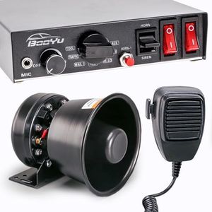 BooYu 12V 9 Tones Siren Horn Emergency Sirens PA System for Tow Trucks, Construction Vehicles, Roadside Assistance, Oversized Cargo Transport Vehicles