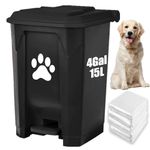 tebiete Dog Poop Trash Can Outdoors Pet Waste Station with Lid Dog Waste Disposal Container with Removable Inner Bin Bucket Hands-Free Pedal Garden Yard Home with Waste Bags, 15 L/4Gal Black