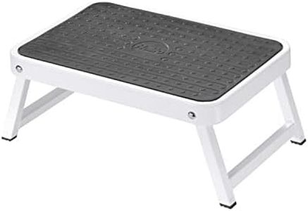 Hailo OneStep | Steel Step | One Large Step with Non-Skid mat | Folding Safety Mechanism with Unlocking Button | Easy Storage | Lightweight | White