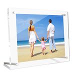 NIUBEE 4x6 Clear Acrylic Desktop Picture Frame, Beveled Frameless Plexiglass Photo Photography Display with Standoff