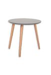 PaMeer Simple Modern Style Round Side Table, Coffee Table, Round Dining Table, End Table, Sleek Design Oak Bedside Table Grey MDF Tabletop & 3 Sturdy Bamboo Legs_ H40cm x D40cm (Grey)