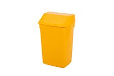 Addis 60 Litre Medical Clinical Recycling Commercial Utility Waste Trash bin with Swing Flip top Lid, All Yellow Colour, 519033AMP