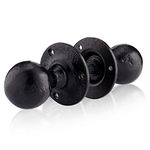 XFORT Smithy's Range Black Antique Ball Shaped Mortice Door Knob Door Handle Set, Cast Iron Round Door Handles, Traditional Door Knobs for Interior Wooden Doors.