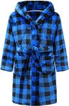 Boys Bathrobe Girls Bathrobe Blue Plaid 6-8 Years