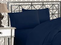 Elegant Comfort Softest Premium Hotel Quality 4-Piece Bed Sheet Set, Wrinkle and Fade Resistant, Microfiber, Navy Blue, California King